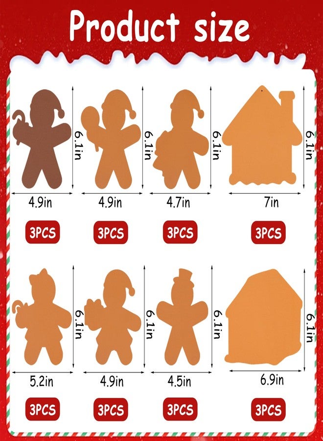 Fairooth 24 Sets Gingerbread Foam Craft Kit DIY Christmas Arts and Crafts for Kids Make Your Own Gingerbread Man and House Ornaments with Self Adhesive Sticker for Xmas Tree Holiday Home Classroom Party Decor - Image 2